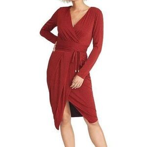 Rachel Roy faux wrap sparkle Red Long Sleeve Dress S